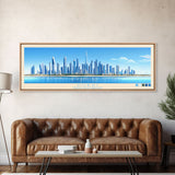 Dubai, United Arab Emirates Panoramic Travel Poster Canvas Print, Dubai, United Arab Emirates Painting, United Arab Emirates Art, Dubai Travel Art, Living Room Painting