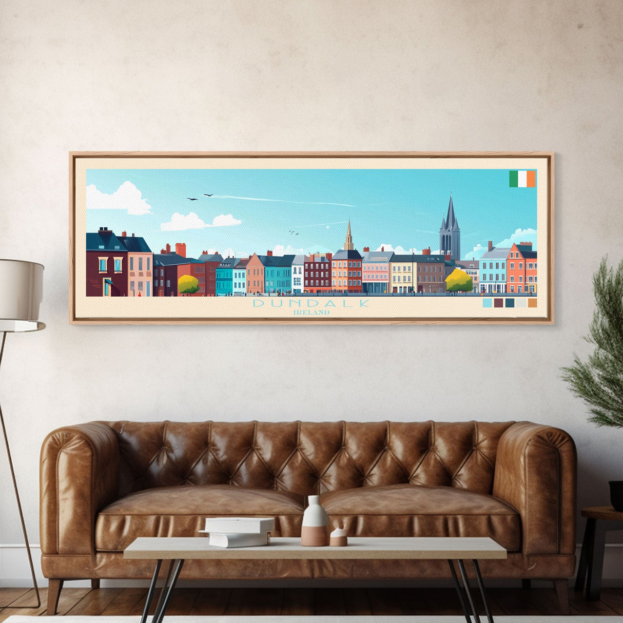 Dundalk, Ireland Travel Poster Panoramic Canvas Print, Dundalk, Ireland Painting, Ireland Art, Dundalk Travel Art, Guest Room Painting