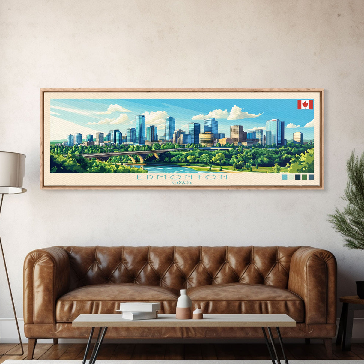 Panoramic Travel Poster Edmonton, Canada Canvas Print, Edmonton, Canada Painting, Canada Art, Edmonton Travel Art, Guest Room Painting