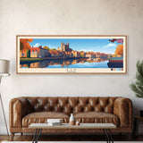 Ely, England Travel Poster Panoramic Canvas Print, Ely, England Painting, England Art, Ely Travel Art, Guest Room Painting