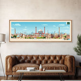 Faisalabad, Pakistan Panoramic Travel Poster Canvas Print, Faisalabad, Pakistan Painting, Pakistan Art, Faisalabad Panoramic Travel Art, Travel Painting