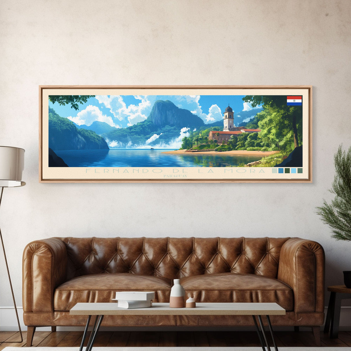 Fernando de la Mora, Paraguay Travel Poster Panoramic Canvas Print, Fernando de la Mora, Paraguay Painting, Paraguay Art, Fernando de la Mora Travel Art, Guest Room Painting