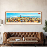 Fez, Morocco Travel Poster Panoramic Canvas Print, Fez, Morocco Painting, Morocco Art, Fez Travel Art, Guest Room Painting