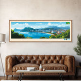 Florianopolis, Brazil Panoramic Travel Poster Canvas Print, Florianopolis, Brazil Painting, Brazil Art, Florianopolis Panoramic Travel Art, Travel Painting