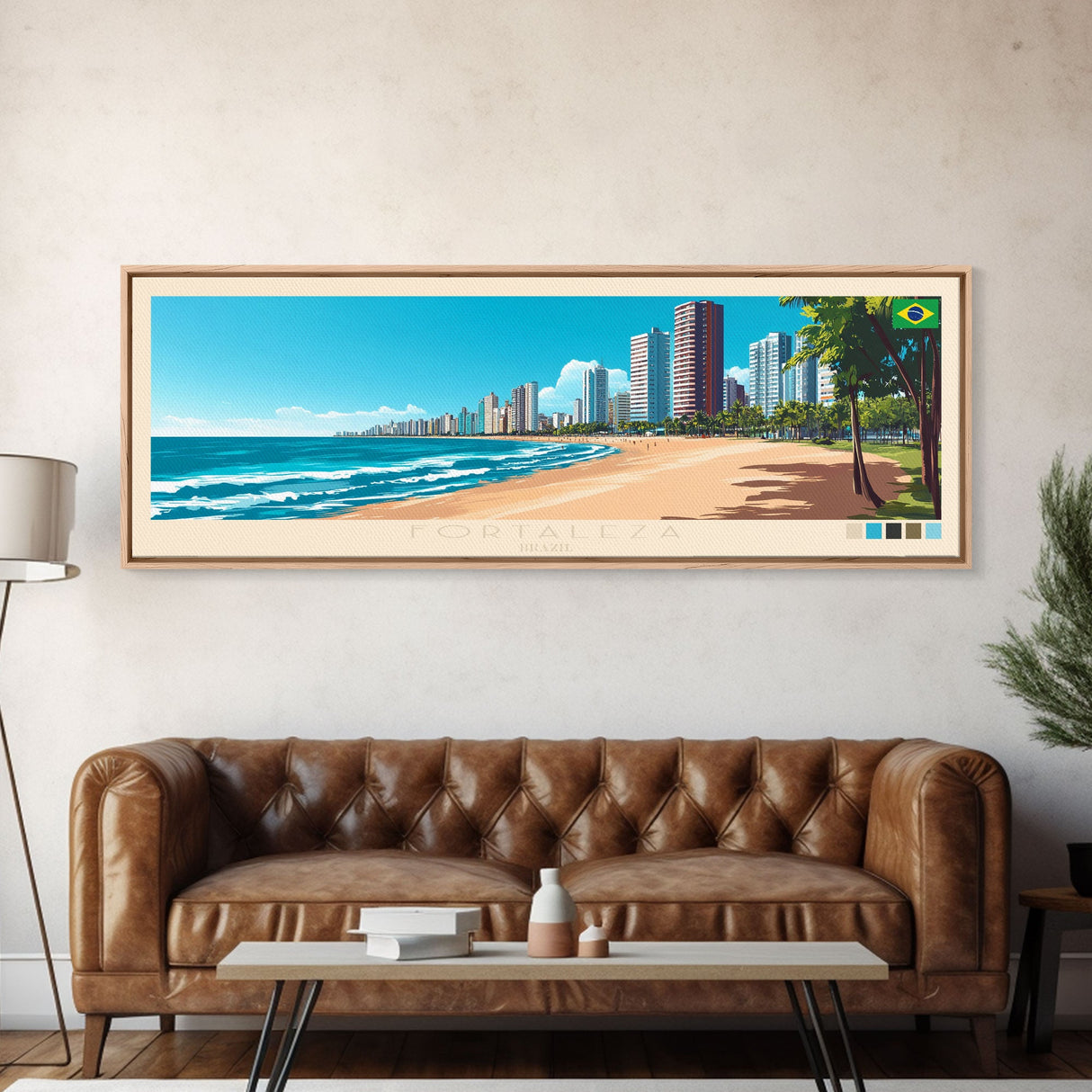 Panoramic Travel Poster Fortaleza, Brazil Canvas Print, Fortaleza, Brazil Painting, Brazil Art, Fortaleza Travel Art, Guest Room Painting