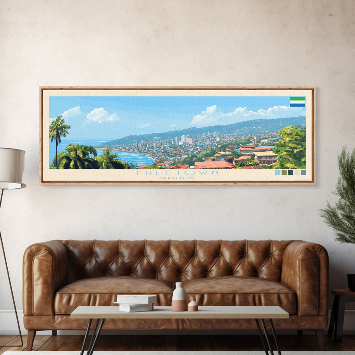 Freetown, Sierra Leone Panoramic Travel Poster Canvas Print, Freetown, Sierra Leone Painting, Sierra Leone Art, Freetown Travel Art, Guest Room Painting