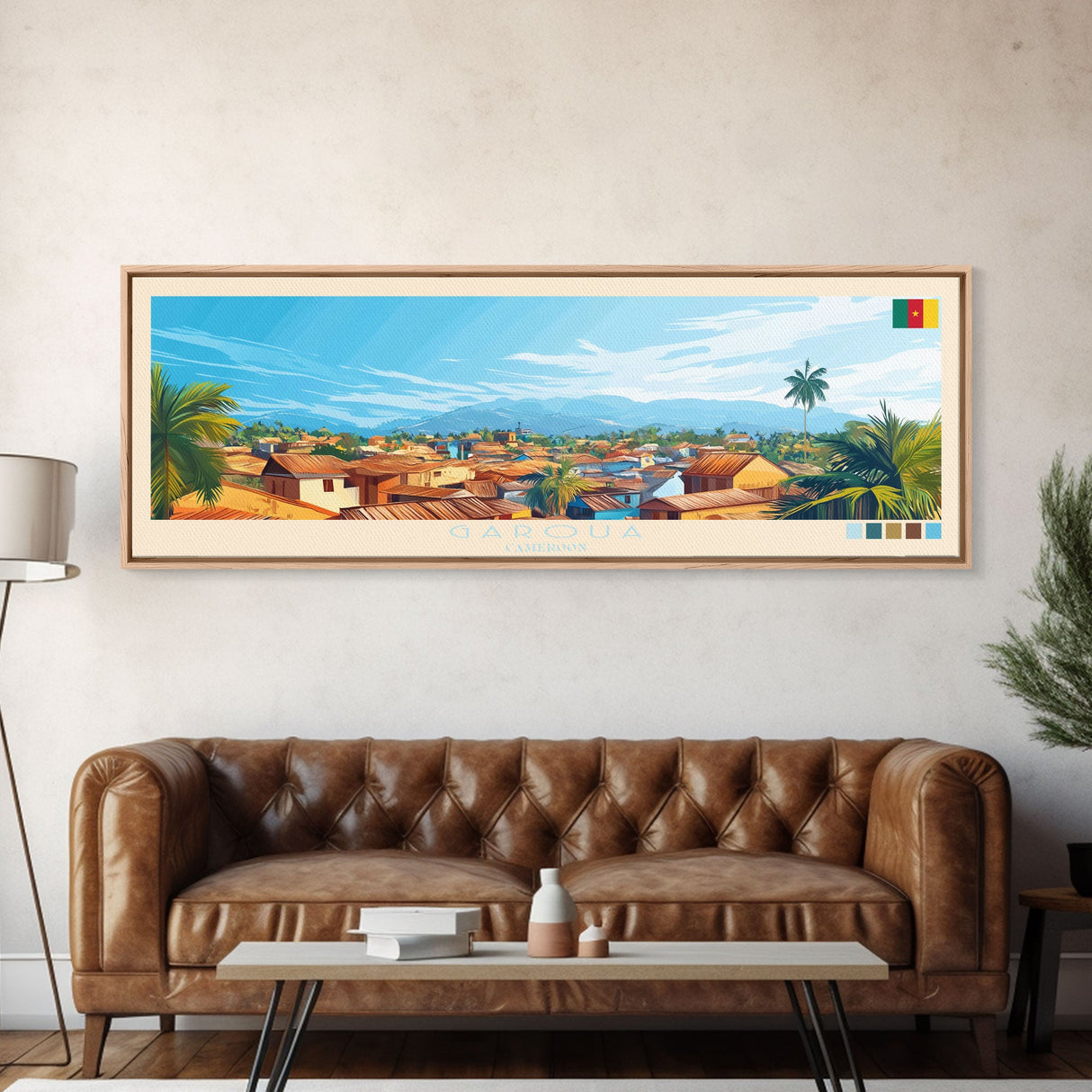 Garoua, Cameroon Travel Poster Panoramic Canvas Print, Garoua, Cameroon Painting, Cameroon Art, Garoua Travel Art, Guest Room Painting