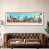 Panoramic Travel Poster Guadalajara, Mexico Canvas Print, Guadalajara, Mexico Painting, Mexico Art, Guadalajara Travel Art, Guest Room Painting