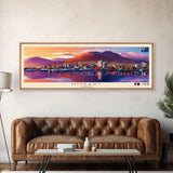 Hobart, Australia Panoramic Travel Poster Canvas Print, Hobart, Australia Painting, Australia Art, Hobart Travel Art, Guest Room Painting