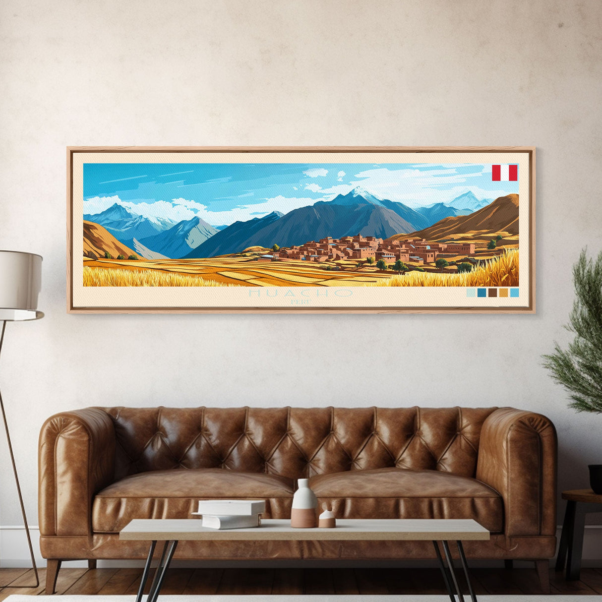 Huacho, Peru Panoramic Travel Poster Canvas Print, Huacho, Peru Painting, Peru Art, Huacho Travel Art, Guest Room Painting