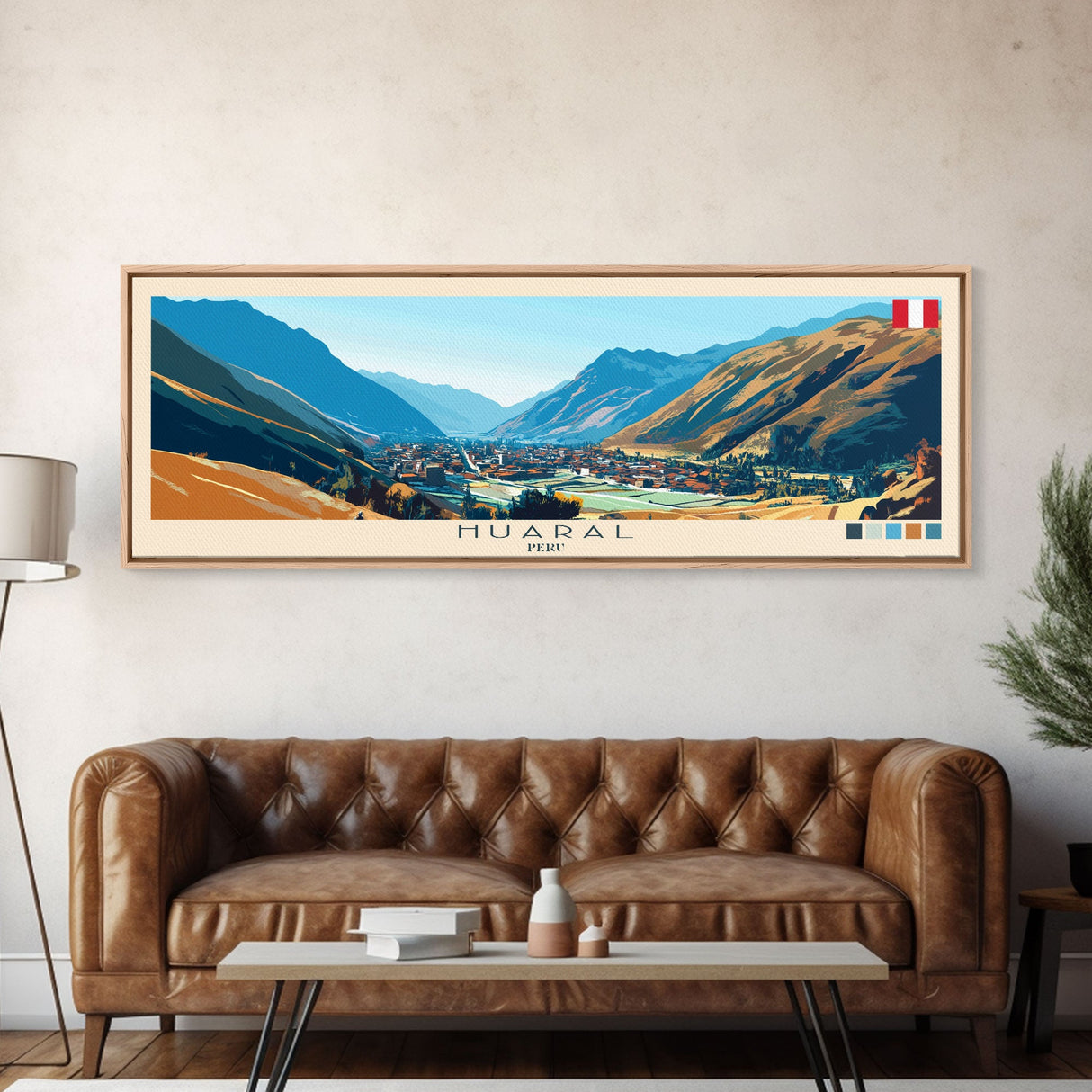 Huaral, Peru Travel Poster Panoramic Canvas Print, Huaral, Peru Painting, Peru Art, Huaral Travel Art, Guest Room Painting