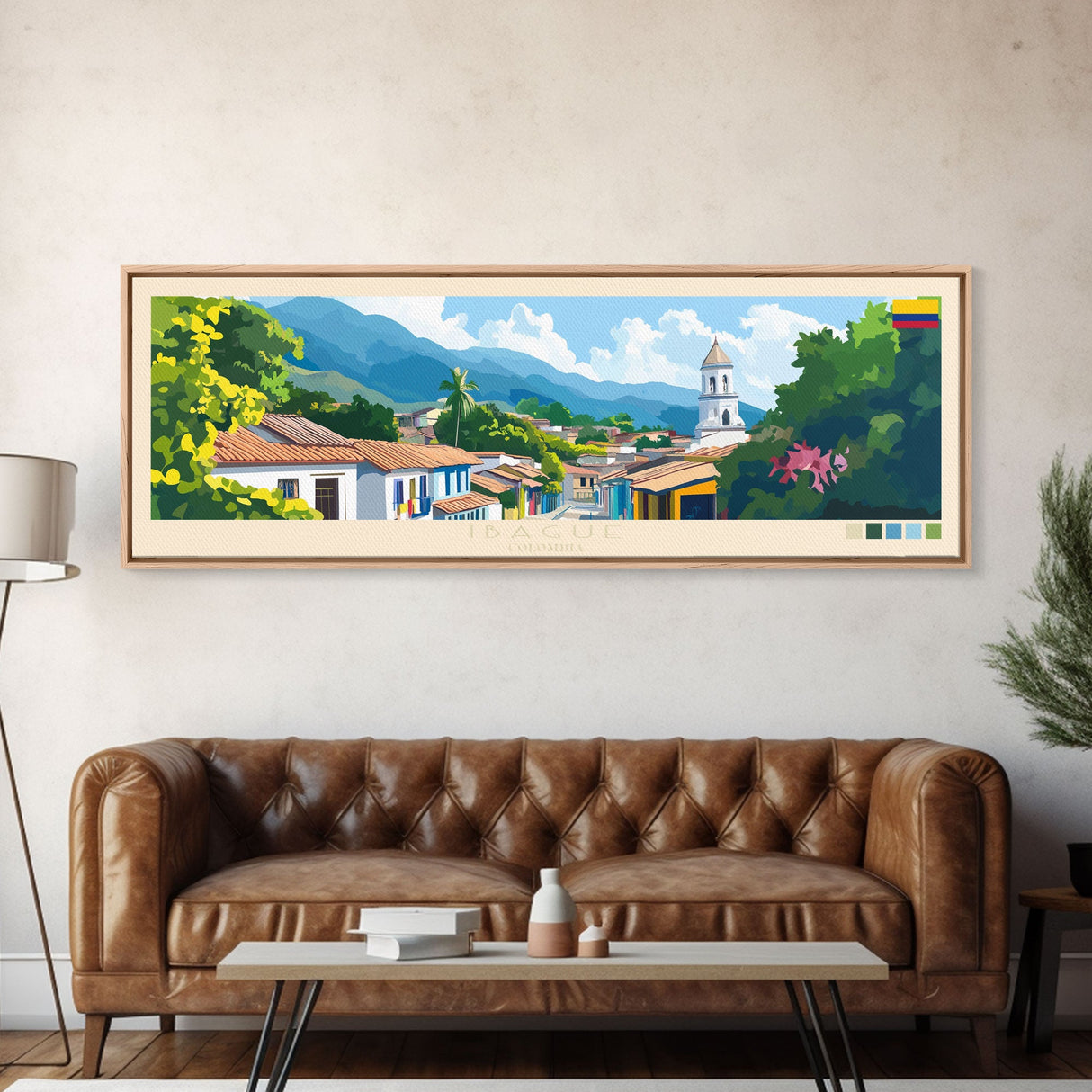 Panoramic Travel Poster Ibague, Colombia Canvas Print, Ibague, Colombia Painting, Colombia Art, Ibague Travel Art, Guest Room Painting