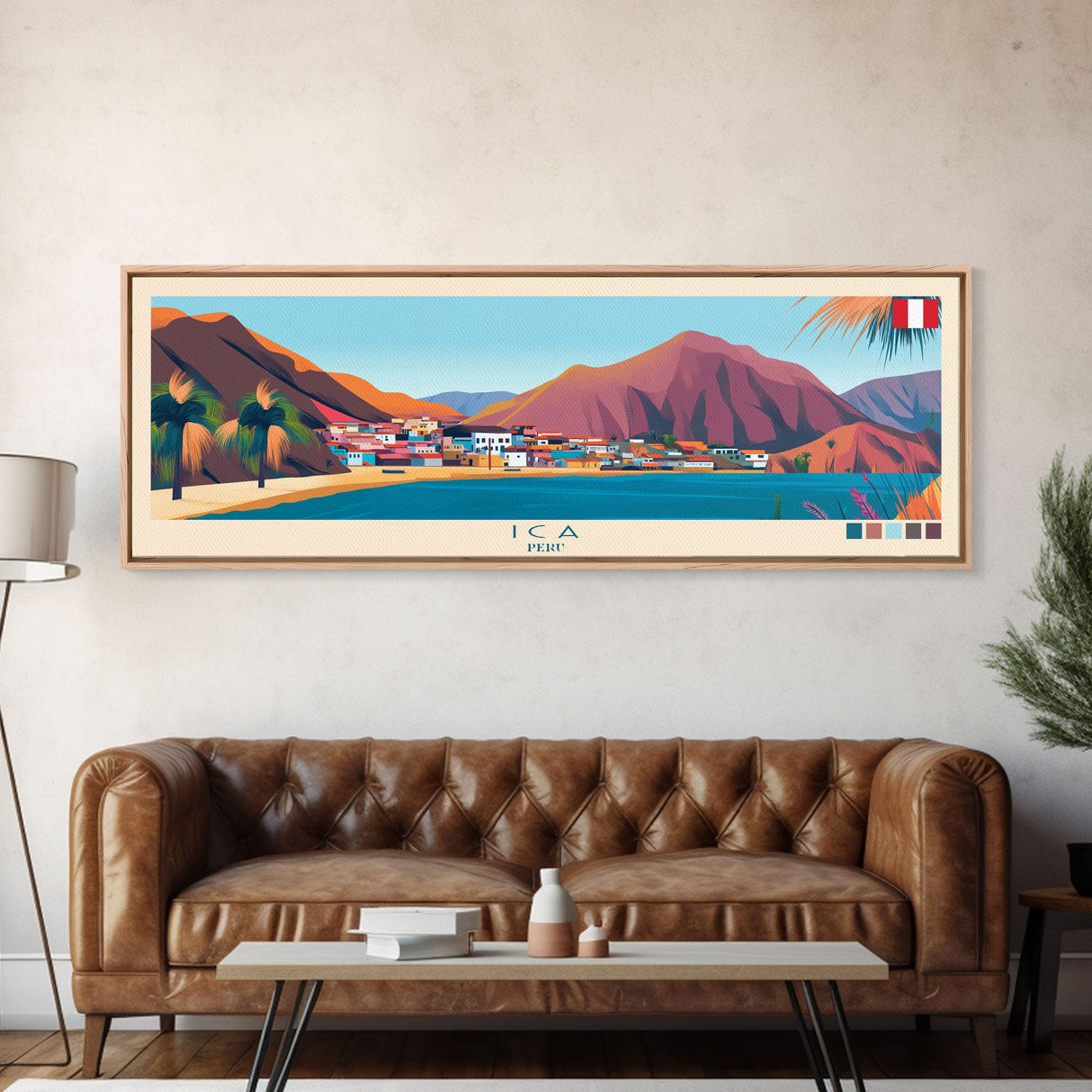 Ica, Peru Panoramic Travel Poster Canvas Print, Ica, Peru Painting, Peru Art, Ica Travel Art, Guest Room Painting