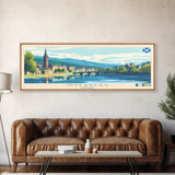 Inverness, Scotland Panoramic Travel Poster Canvas Print, Inverness, Scotland Painting, Scotland Art, Inverness Travel Art, Living Room Painting