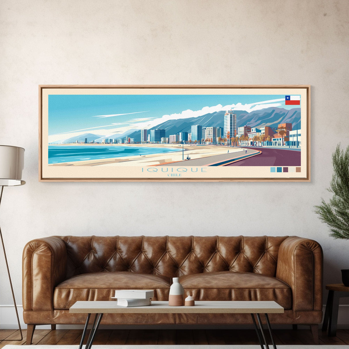 Iquique, Chile Travel Poster Panoramic Canvas Print, Iquique, Chile Painting, Chile Art, Iquique Travel Art, Guest Room Painting