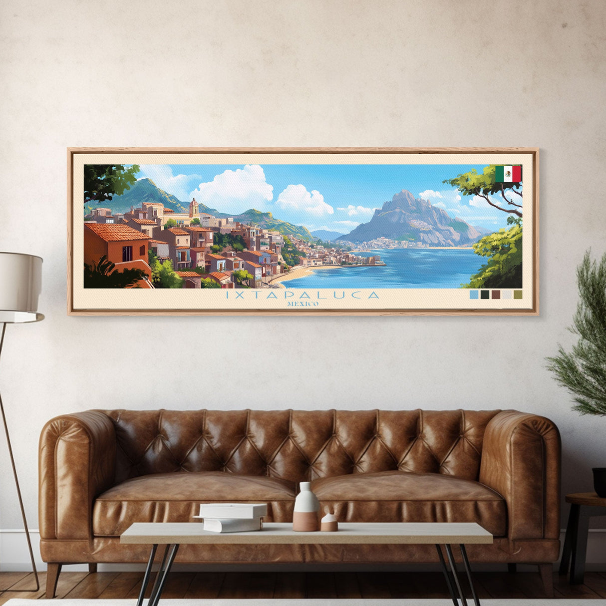 Ixtapaluca, Mexico Panoramic Travel Poster Canvas Print, Ixtapaluca, Mexico Painting, Mexico Art, Ixtapaluca Travel Art, Guest Room Painting