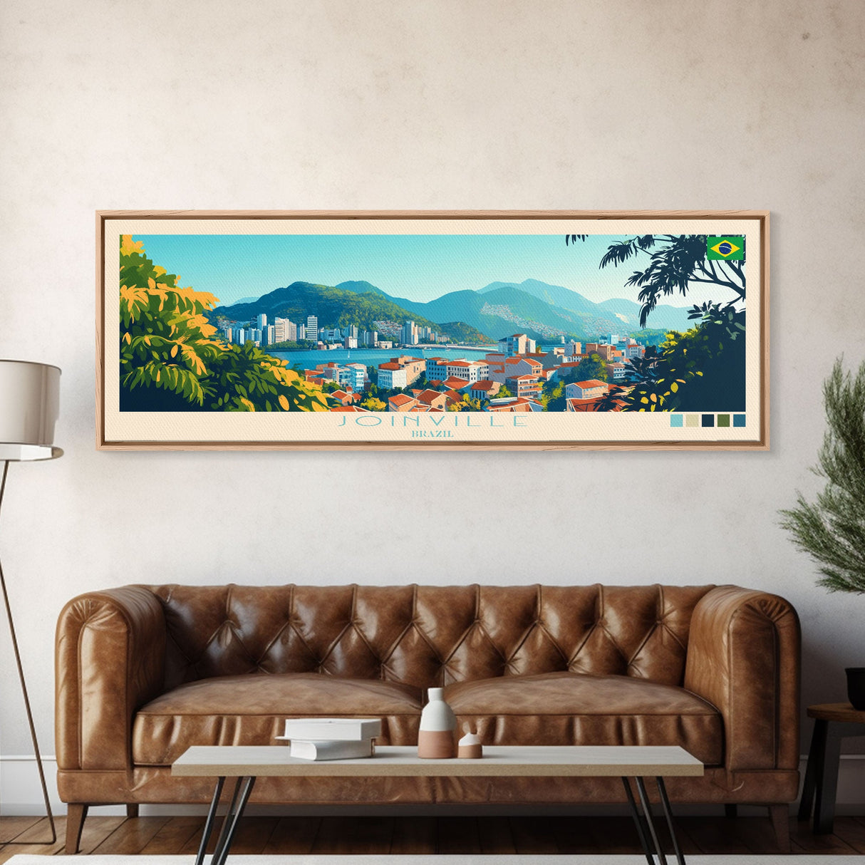 Joao Pessoa, Brazil Travel Poster Panoramic Canvas Print, Joao Pessoa, Brazil Painting, Brazil Art, Joao Pessoa Travel Art, Guest Room Painting