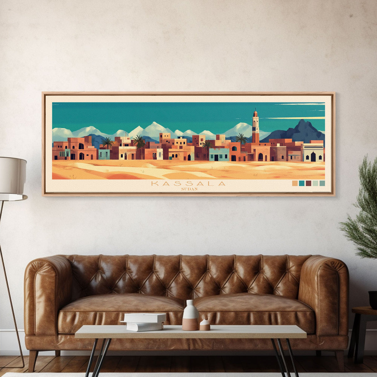 Kassala,  Sudan Panoramic Travel Poster Canvas Print, Kassala,  Sudan Painting,  Sudan Art, Kassala Travel Art, Guest Room Painting