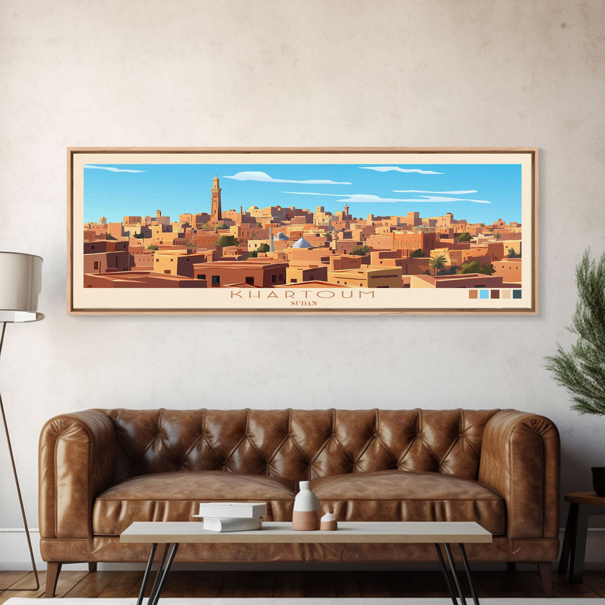 Khartoum,  Sudan Travel Poster Panoramic Canvas Print, Khartoum,  Sudan Painting,  Sudan Art, Khartoum Travel Art, Guest Room Painting