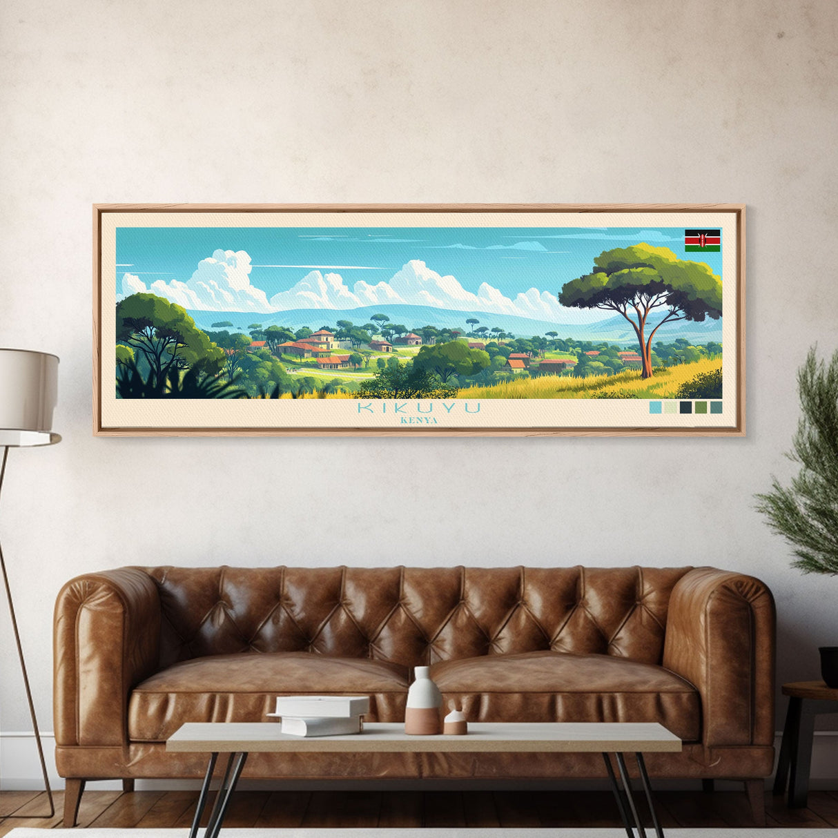 Kikuyu, Kenya Panoramic Travel Poster Canvas Print, Kikuyu, Kenya Painting, Kenya Art, Kikuyu Travel Art, Guest Room Painting