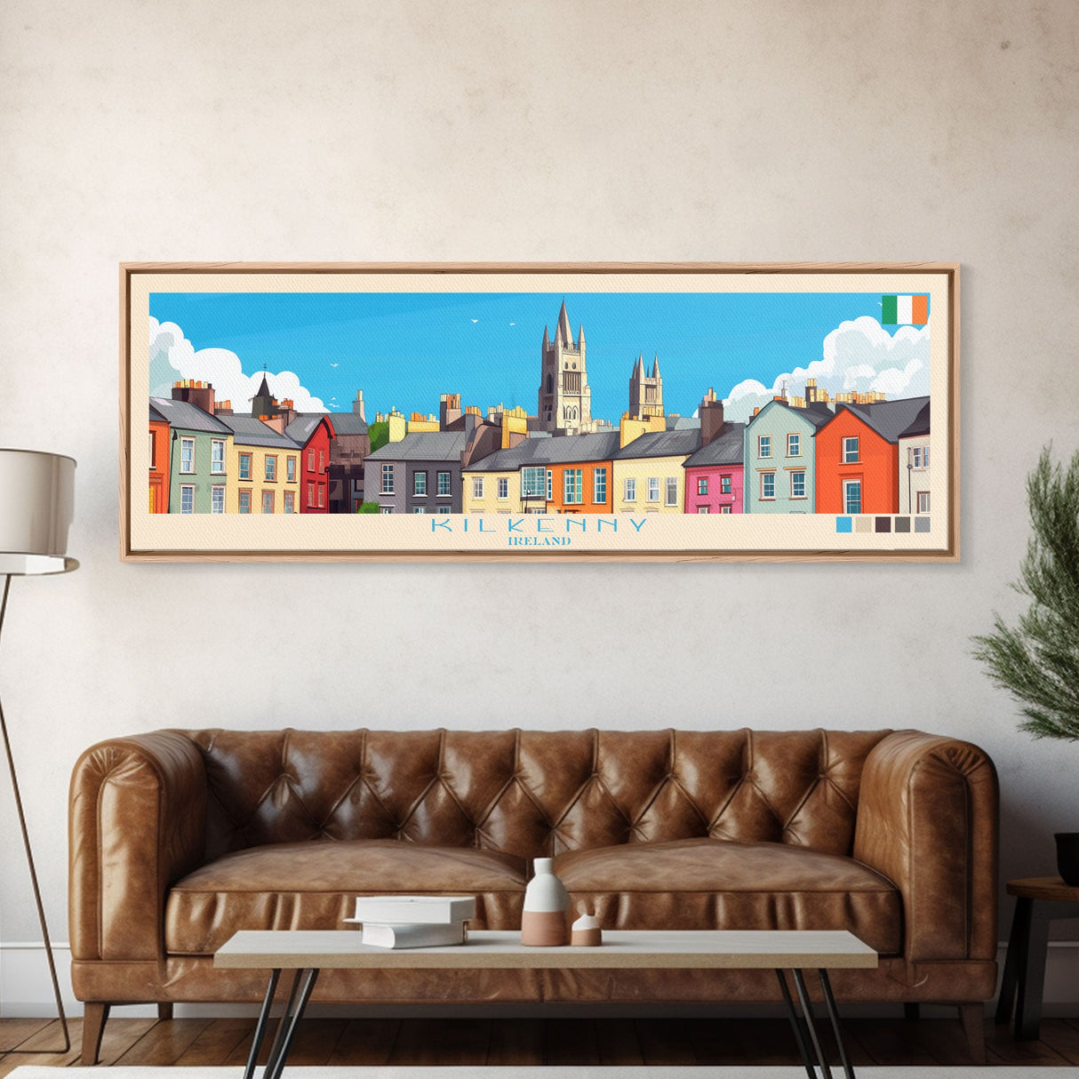 Kilkenny, Ireland Panoramic Travel Poster Canvas Print, Kilkenny, Ireland Painting, Ireland Art, Kilkenny Panoramic Travel Art, Travel Painting