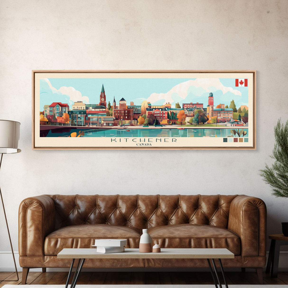 Panoramic Travel Poster Kitchener, Canada Canvas Print, Kitchener, Canada Painting, Canada Art, Kitchener Travel Art, Guest Room Painting