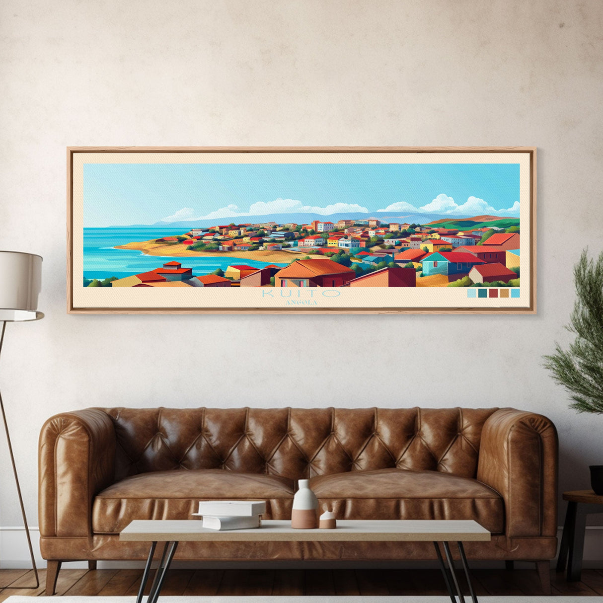 Panoramic Travel Poster Kuito, Angola Canvas Print, Kuito, Angola Painting, Angola Art, Kuito Travel Art, Guest Room Painting