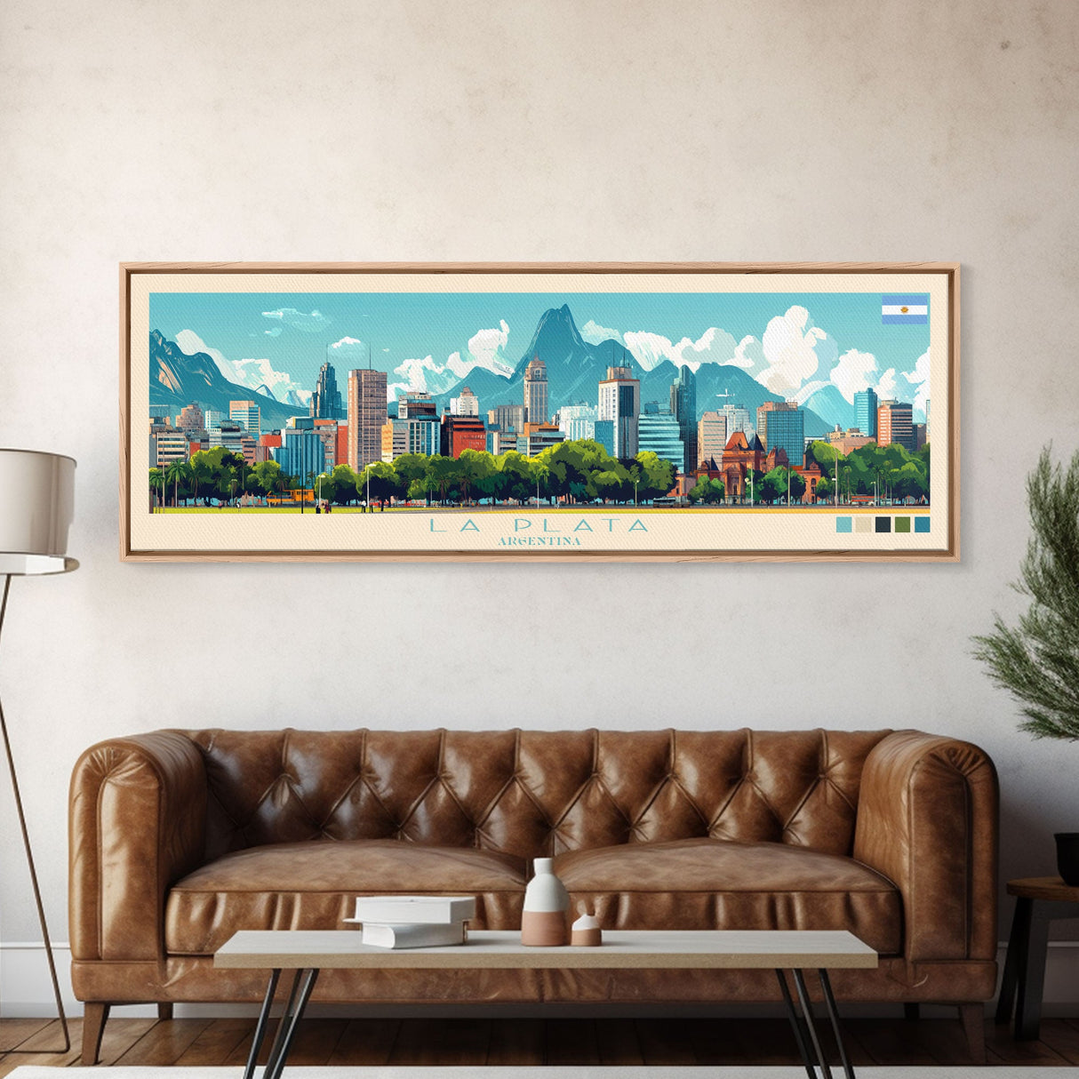 Panoramic Travel Poster La Plata, Argentina Canvas Print, La Plata, Argentina Painting, Argentina Art, La Plata Travel Art, Guest Room Painting