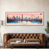 London, England Panoramic Travel Poster Canvas Print, London, England Painting, England Art, London Panoramic Travel Art, Travel Painting