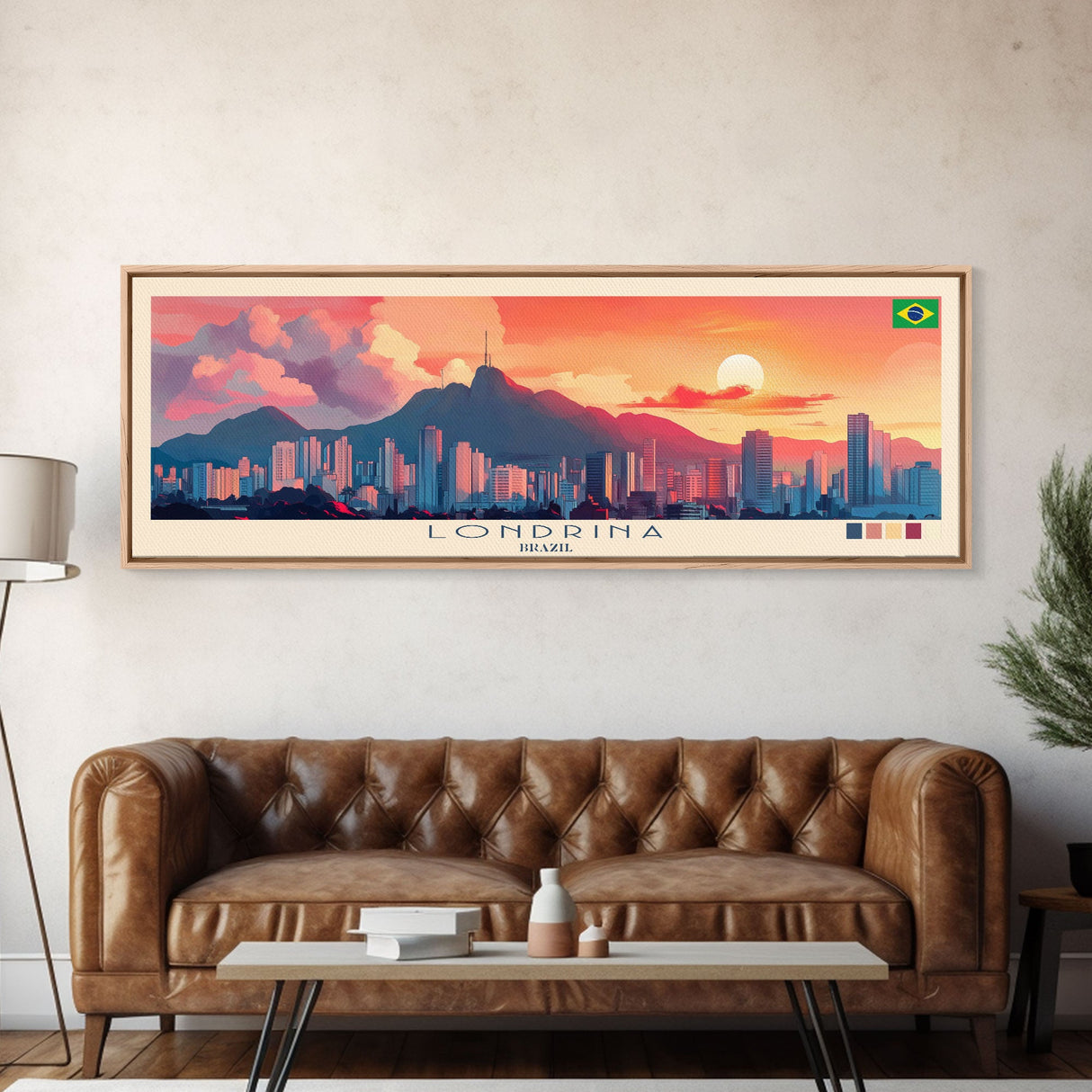 Londrina, Brazil Panoramic Travel Poster Canvas Print, Londrina, Brazil Painting, Brazil Art, Londrina Travel Art, Guest Room Painting