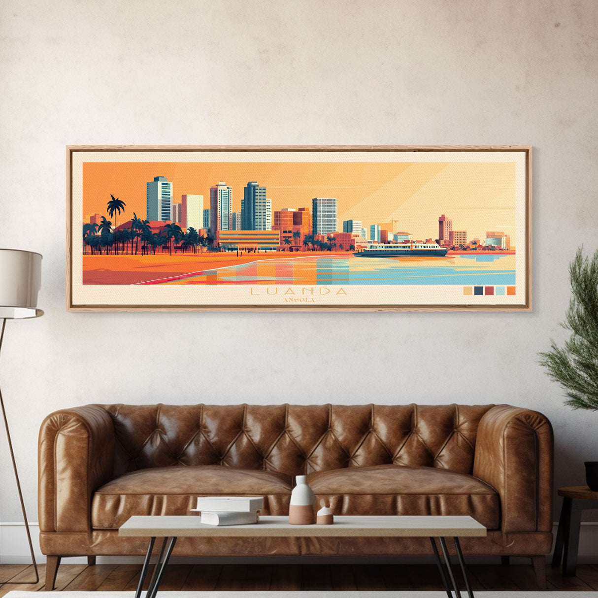 Panoramic Travel Poster Luanda, Angola Canvas Print, Luanda, Angola Painting, Angola Art, Luanda Travel Art, Guest Room Painting