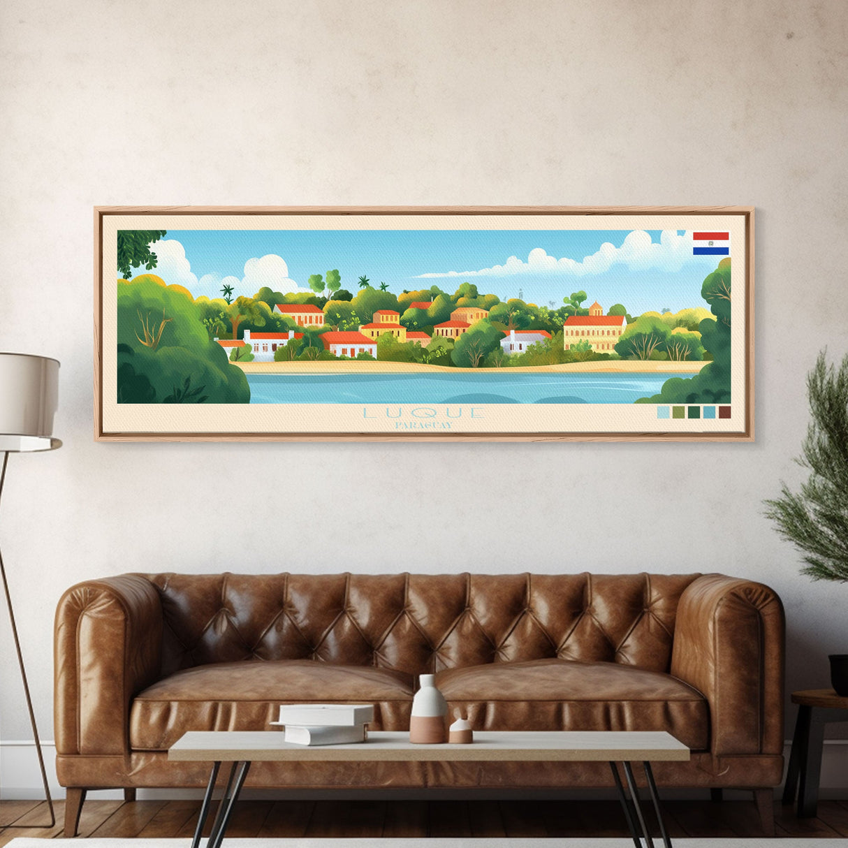 Luque, Paraguay Panoramic Travel Poster Canvas Print, Luque, Paraguay Painting, Paraguay Art, Luque Travel Art, Living Room Painting