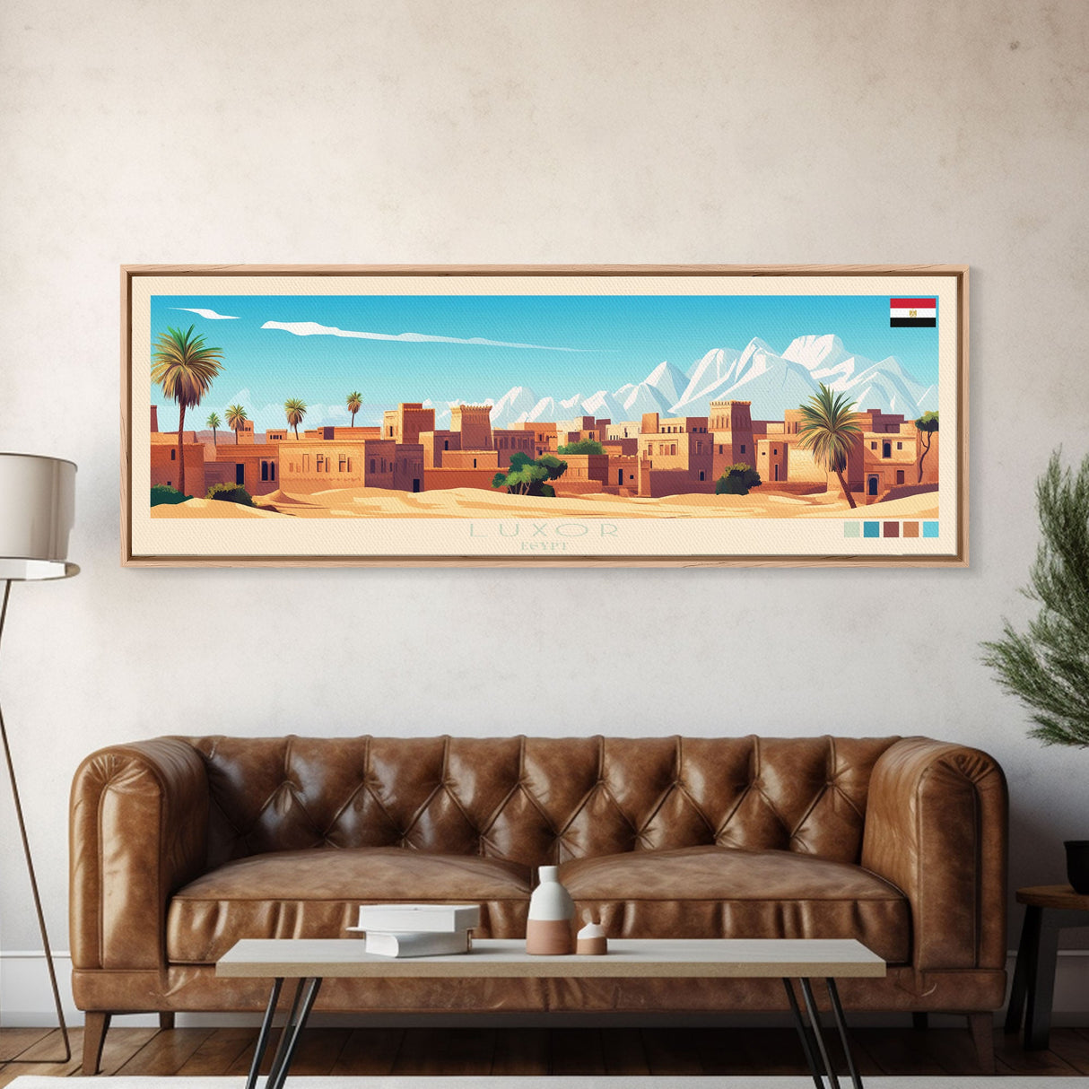 Luxor, Egypt Travel Poster Panoramic Canvas Print, Luxor, Egypt Painting, Egypt Art, Luxor Travel Art, Guest Room Painting