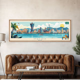 Macao, Macao Panoramic Travel Poster Canvas Print, Macao, Macao Painting, Macao Art, Macao Panoramic Travel Art, Travel Painting