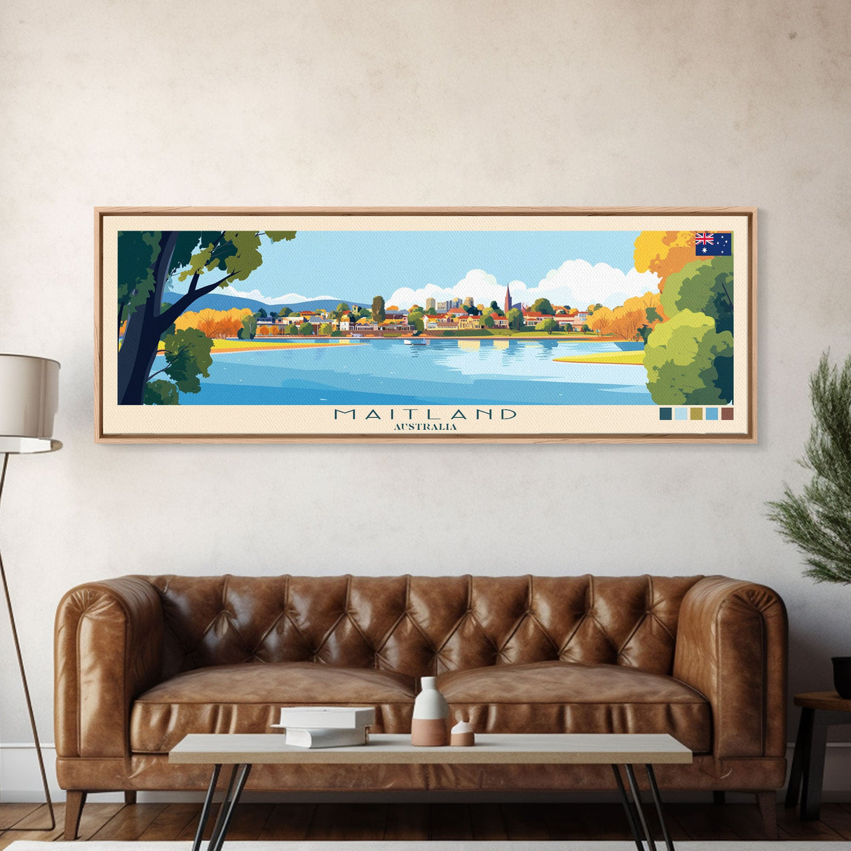 Maitland, Australia Panoramic Travel Poster Canvas Print, Maitland, Australia Painting, Australia Art, Maitland Panoramic Travel Art, Travel Painting