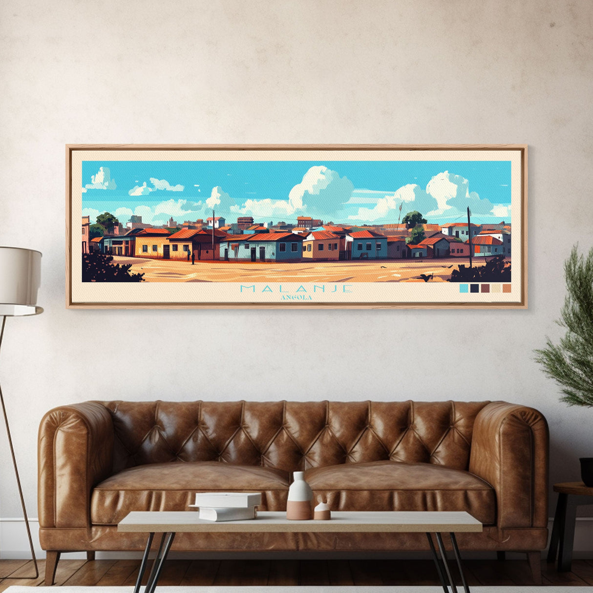 Malanje, Angola Panoramic Travel Poster Canvas Print, Malanje, Angola Painting, Angola Art, Malanje Travel Art, Living Room Painting