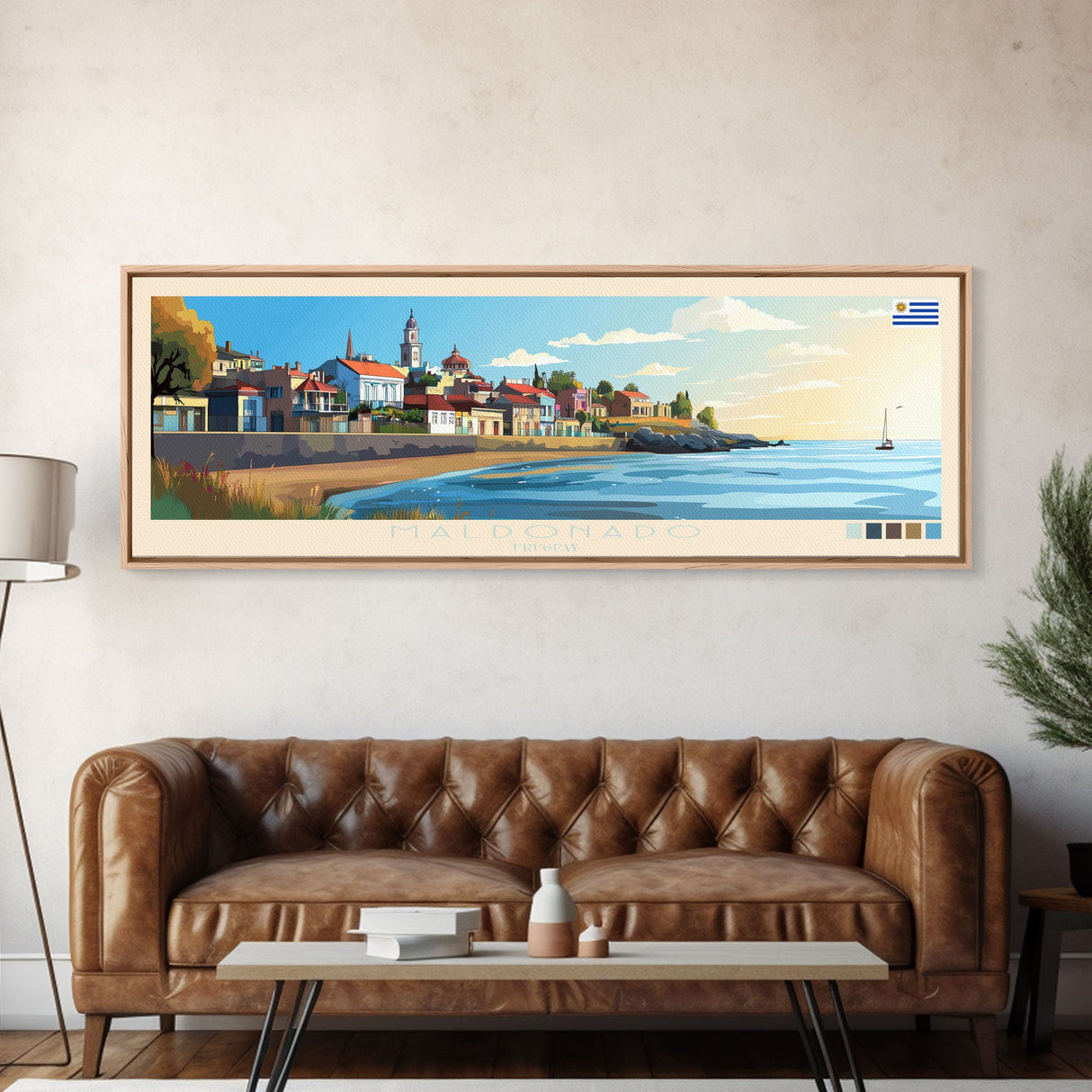 Maldonado, Uruguay Travel Poster Panoramic Canvas Print, Maldonado, Uruguay Painting, Uruguay Art, Maldonado Travel Art, Guest Room Painting