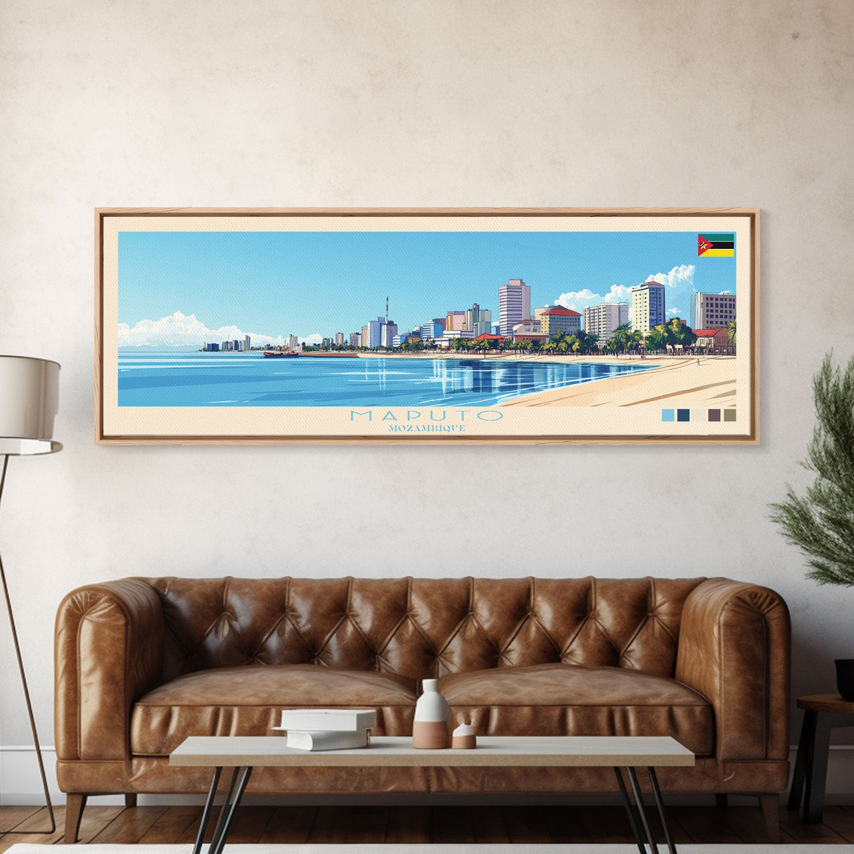 Maputo, Mozambique Travel Poster Panoramic Canvas Print, Maputo, Mozambique Painting, Mozambique Art, Maputo Travel Art, Guest Room Painting