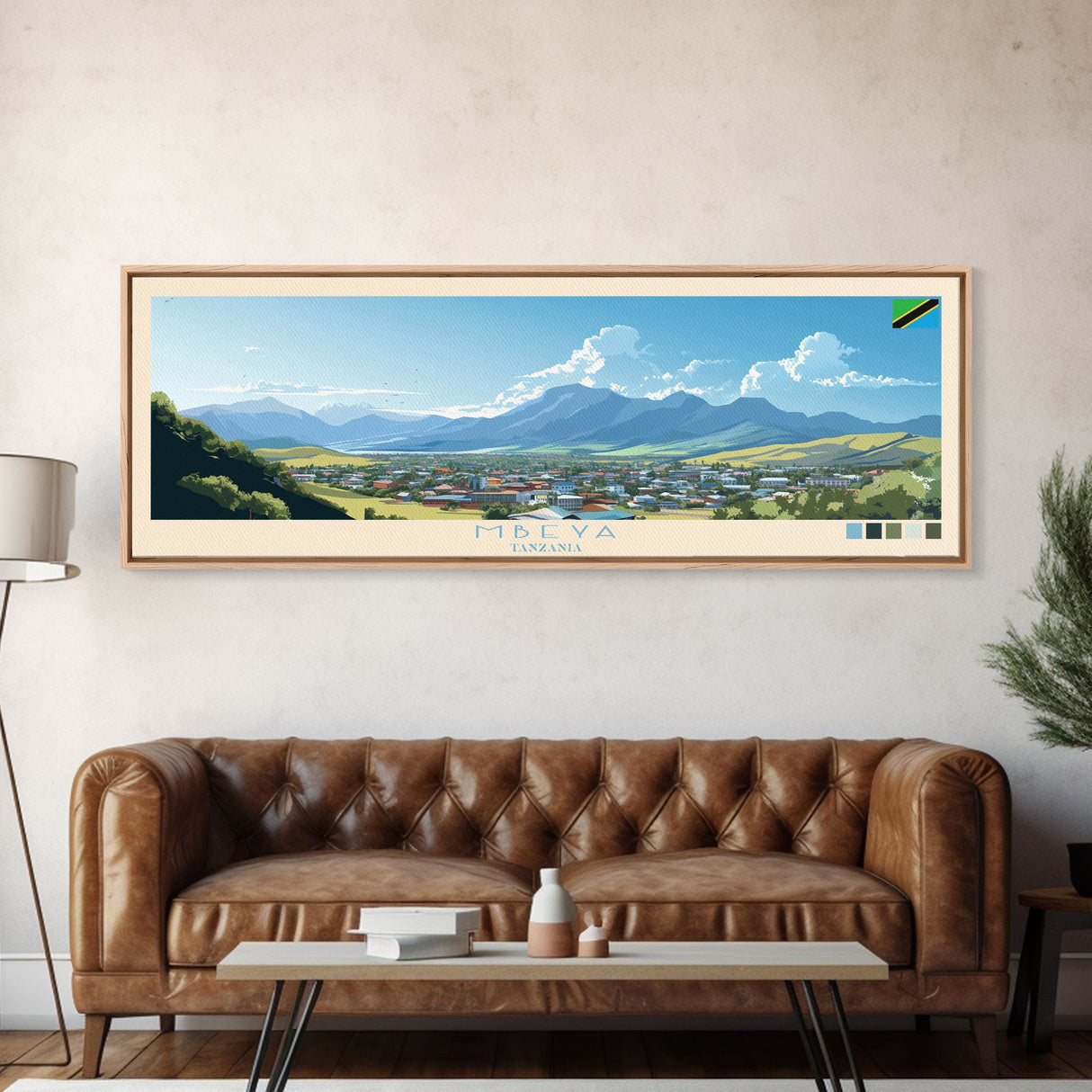 Mbeya, Tanzania Panoramic Travel Poster Canvas Print, Mbeya, Tanzania Painting, Tanzania Art, Mbeya Travel Art, Living Room Painting