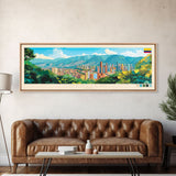 Medellin, Colombia Panoramic Travel Poster Canvas Print, Medellin, Colombia Painting, Colombia Art, Medellin Travel Art, Guest Room Painting