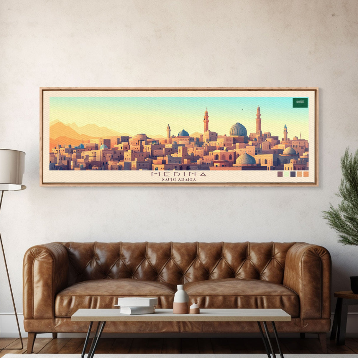 Panoramic Travel Poster Medina, Saudi Arabia Canvas Print, Medina, Saudi Arabia Painting, Saudi Arabia Art, Medina Travel Art, Guest Room Painting