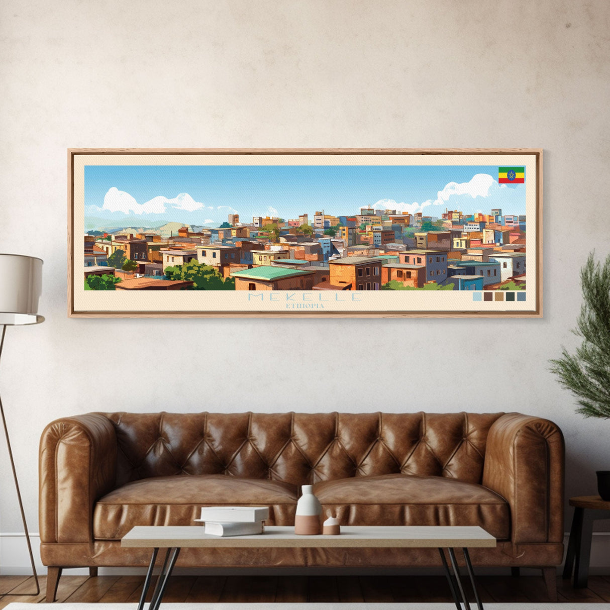 Mekelle, Ethiopia Panoramic Travel Poster Canvas Print, Mekelle, Ethiopia Painting, Ethiopia Art, Mekelle Panoramic Travel Art, Travel Painting