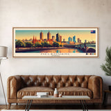 Melbourne, Australia Panoramic Travel Poster Canvas Print, Melbourne, Australia Painting, Australia Art, Melbourne Travel Art, Living Room Painting