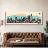 Mexico City, Mexico Panoramic Travel Poster Canvas Print, Mexico City, Mexico Painting, Mexico Art, Mexico City Travel Art, Guest Room Painting