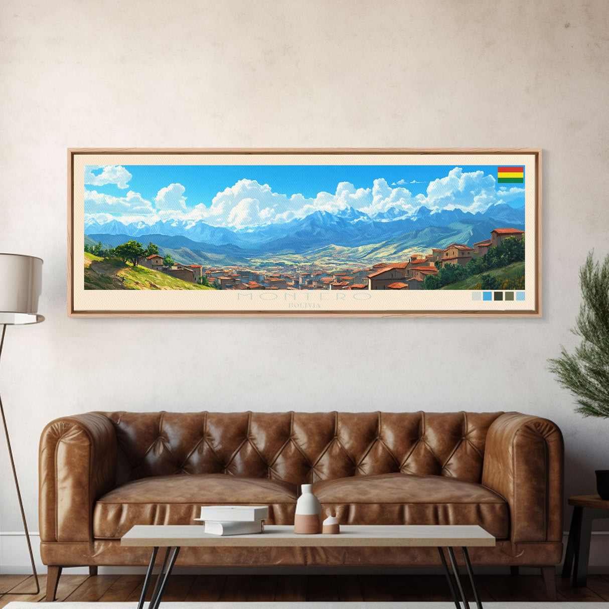 Montero, Bolivia Panoramic Travel Poster Canvas Print, Montero, Bolivia Painting, Bolivia Art, Montero Travel Art, Guest Room Painting