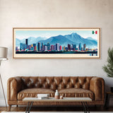 Panoramic Travel Poster Monterrey, Mexico Canvas Print, Monterrey, Mexico Painting, Mexico Art, Monterrey Travel Art, Guest Room Painting