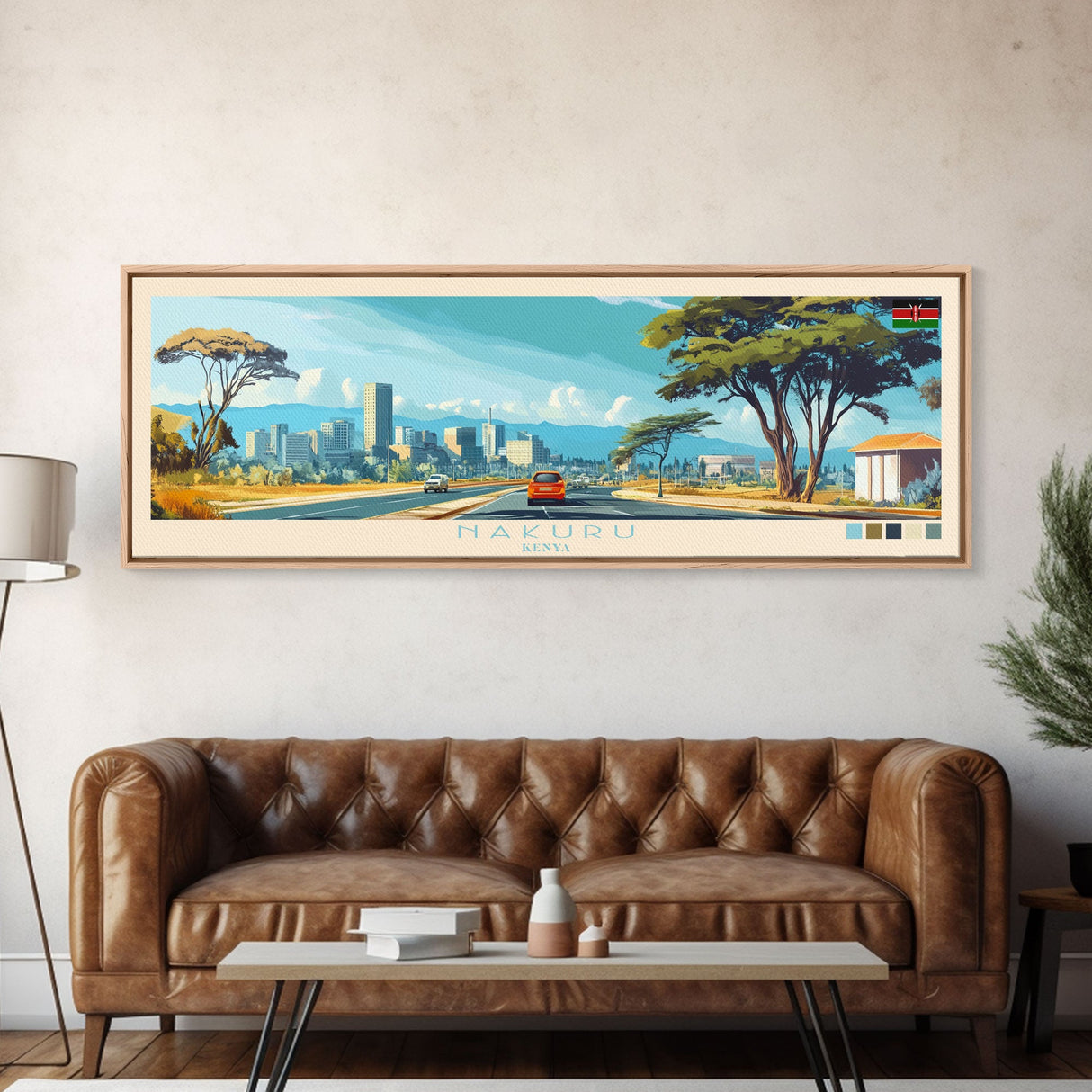 Nakuru, Kenya Travel Poster Panoramic Canvas Print, Nakuru, Kenya Painting, Kenya Art, Nakuru Travel Art, Guest Room Painting