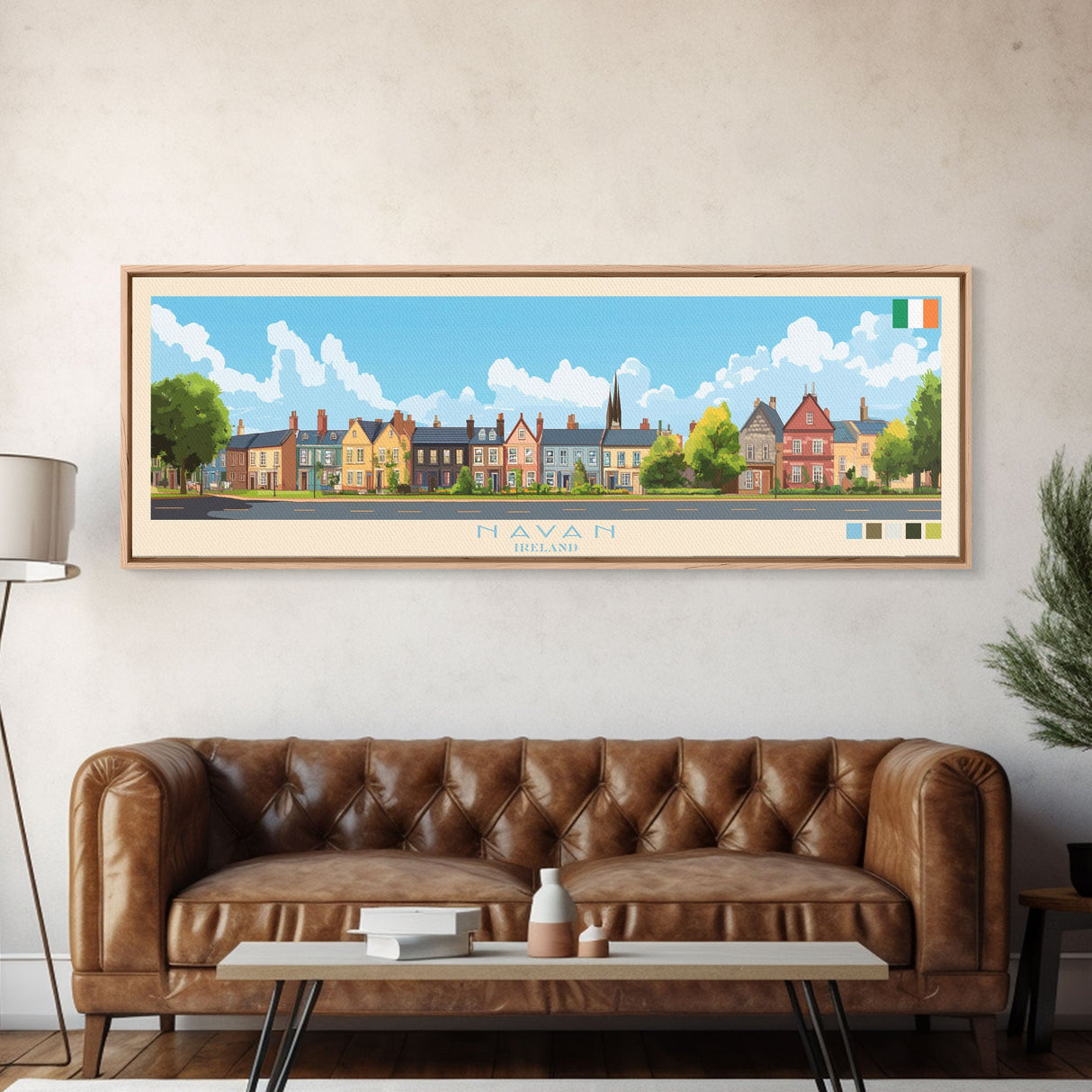 Navan, Ireland Travel Poster Panoramic Canvas Print, Navan, Ireland Painting, Ireland Art, Navan Travel Art, Guest Room Painting