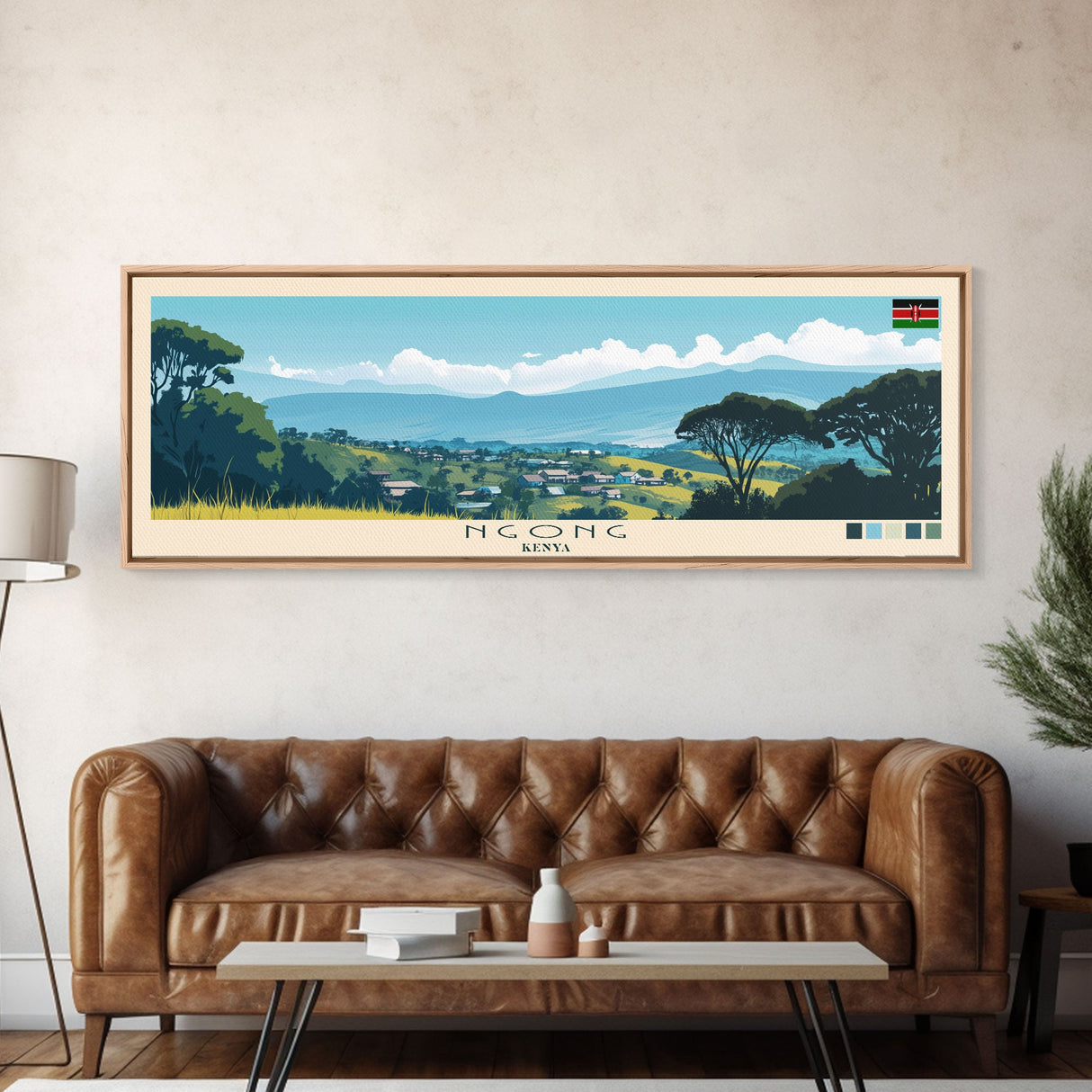 Ngong, Kenya Panoramic Travel Poster Canvas Print, Ngong, Kenya Painting, Kenya Art, Ngong Panoramic Travel Art, Travel Painting