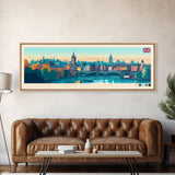 Nottingham, England Panoramic Travel Poster Canvas Print, Nottingham, England Painting, England Art, Nottingham Panoramic Travel Art, Travel Painting